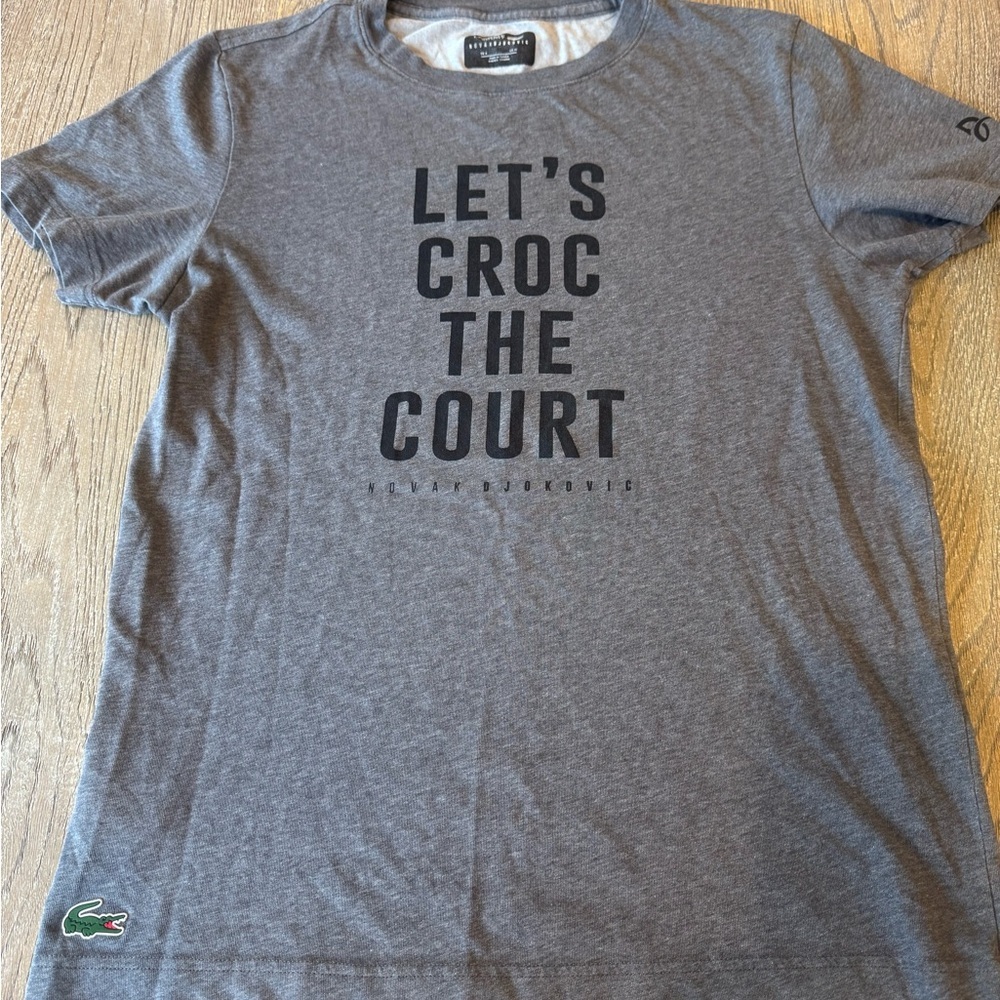 Lacoste Gray Graphic T-Shirt. Tennis